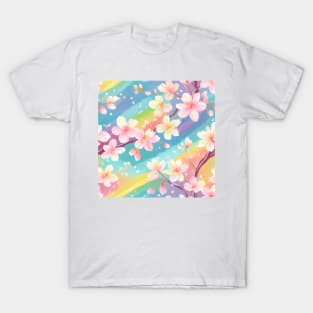 Abstract Pastel Rainbow Cherry Blossoms T-Shirt